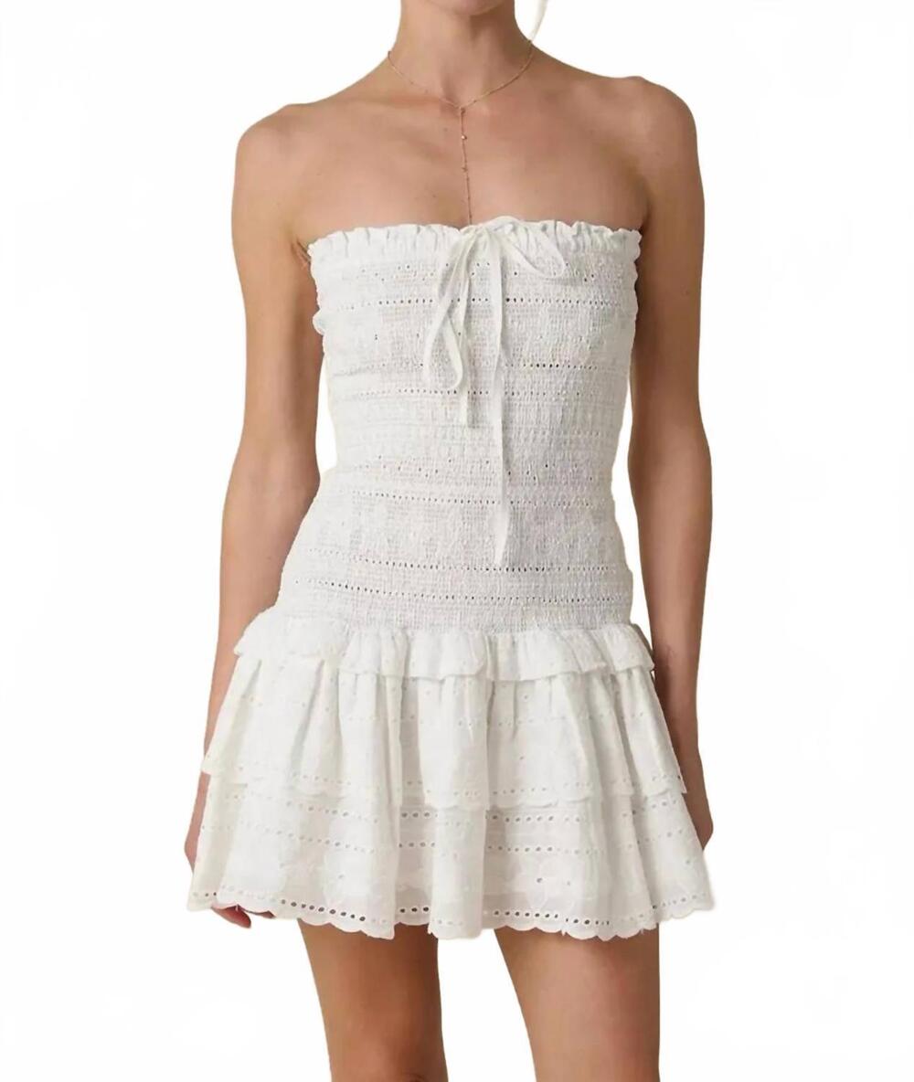 NEW OLIVACEOUS bella laced strapless mini dress in white